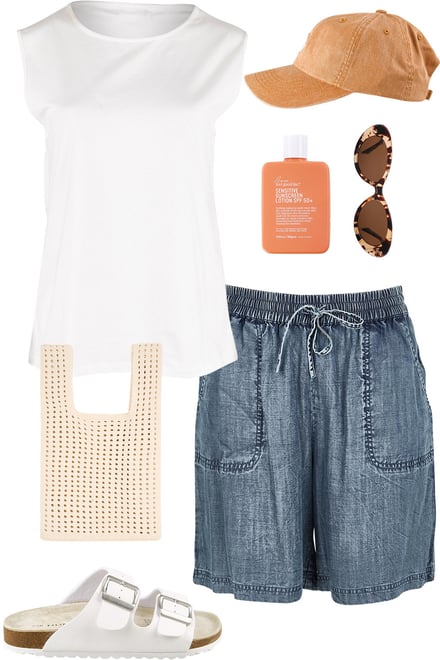 Classic White Tank & Indigo Shorts