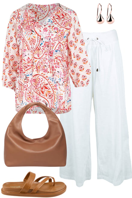 Kamila Top & White Cotton Pants