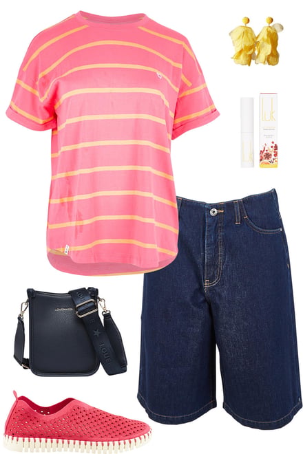 Pink Lemon Tee With Dark Denim