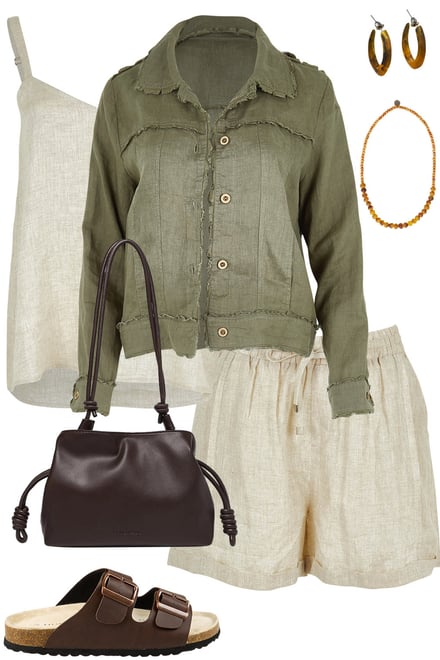 Olive Jacket With Tusk Tank & Shorts