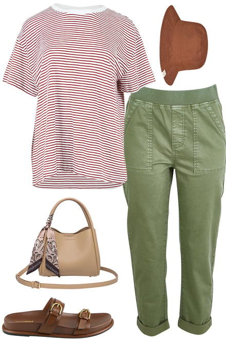Russet Stripe Tee & Khaki Pants