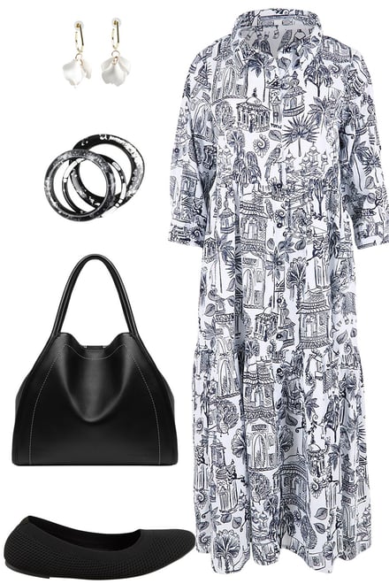Layers Collar Dress With Black & White