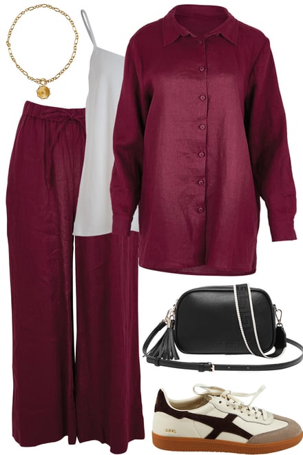 Plum Linen Shirt and Pants