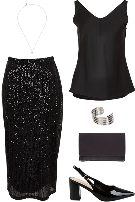 Loulou Top & Black Sequin Skirt