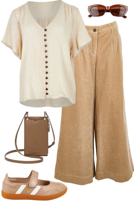Natural Blouse With Sand Cord Pants