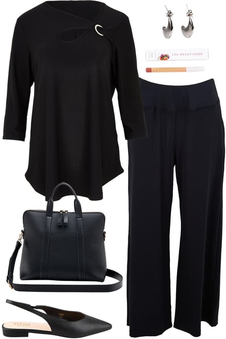 Black Ring Top & Black Pants