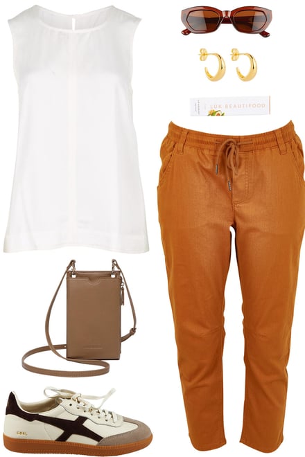 Ivory Tank With Rust Pants