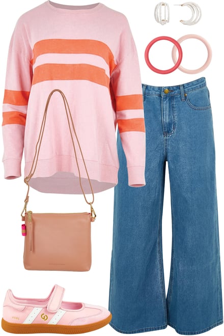 Contrast Stripe Jumper & Light Denim