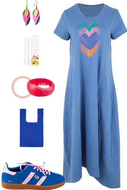 Blue-Green Heart Dress All Bright