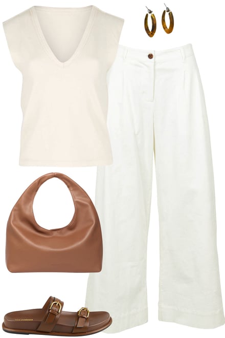 Cream Tank With White Pants
