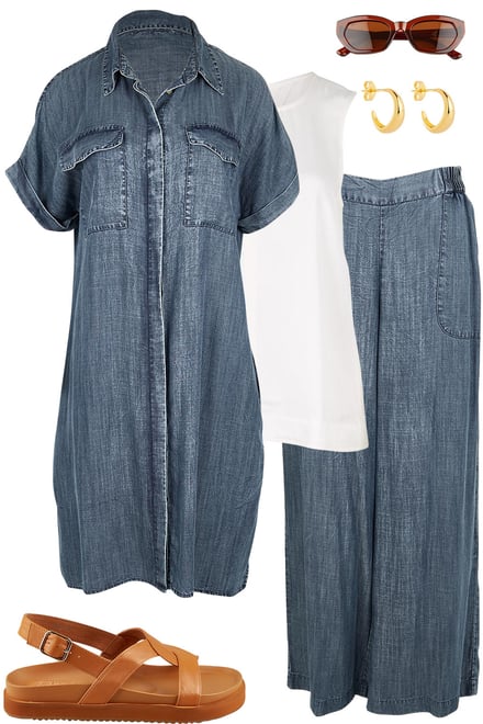 Luxe Lyocell Indigo Shacket & Pants Set