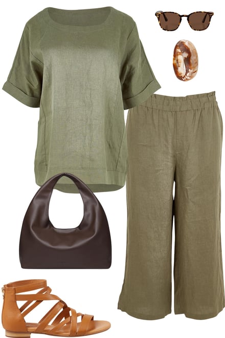 Olive Scoop Tee & Pants Set