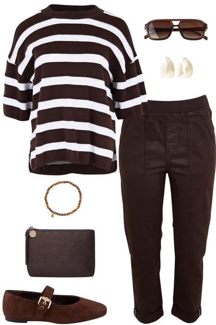 Chocolate Stripe Top & Chocolate Pants