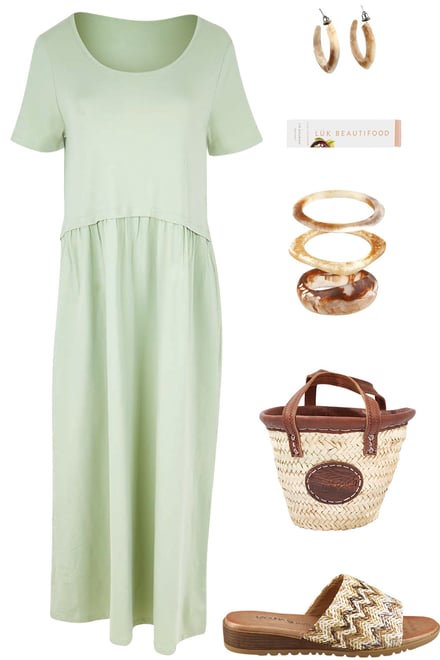 Light Sage Maxi Dress With Neutrals