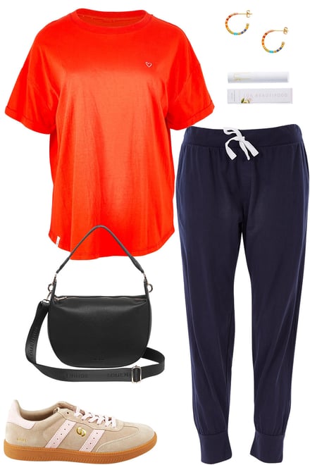 Tangelo Tee With Navy Pants