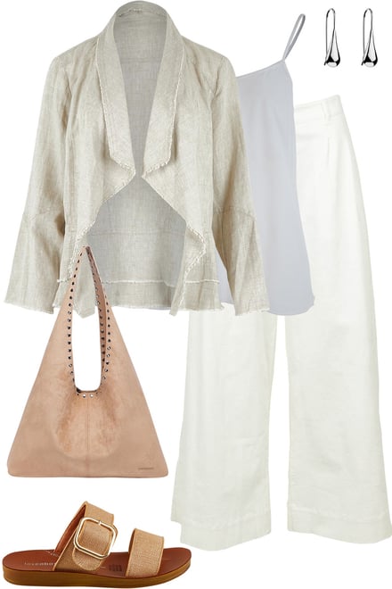 Natural Linen Jacket & White Pants