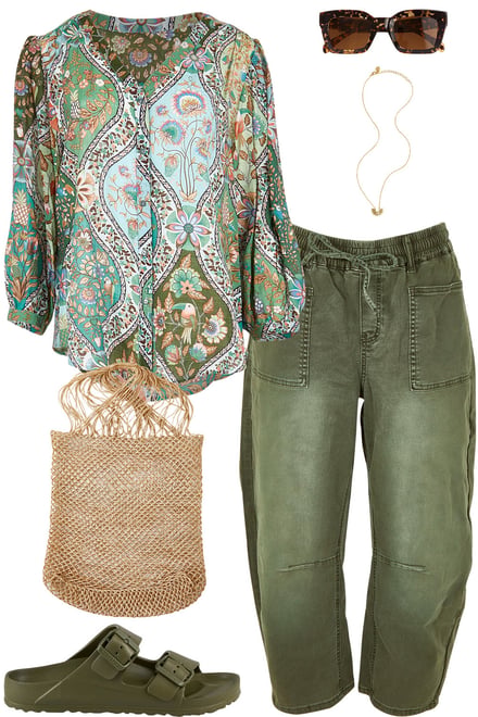 Greenfolk Blouse With Khaki Barrels