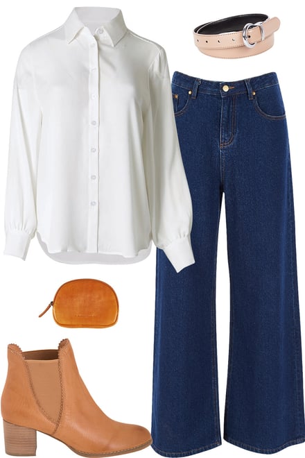 White Georgette Blouse & Dark Denim