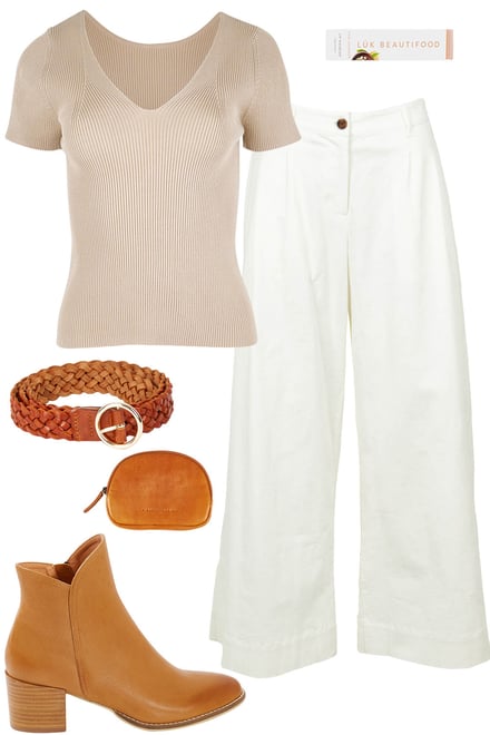 Biscotti Rib Knit With White Pants
