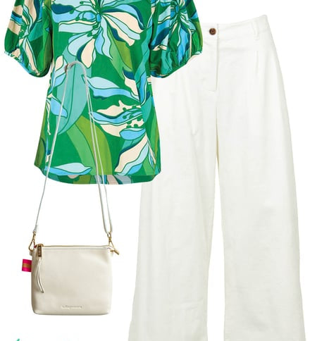 Petal Rush Top With White Pants