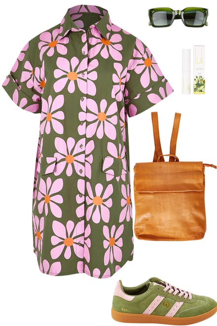 Kimi Cotton Dress With Green