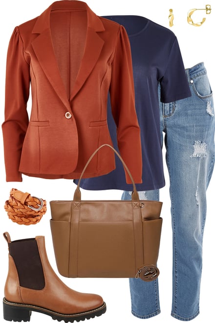 Ochre Blazer & Distressed Denim
