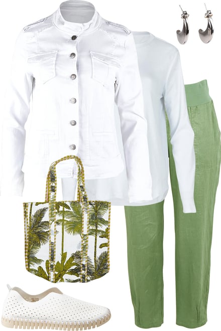 White Denim Jacket + Fern Linen Pants