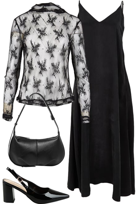 Black Lace Top With Black Maxi