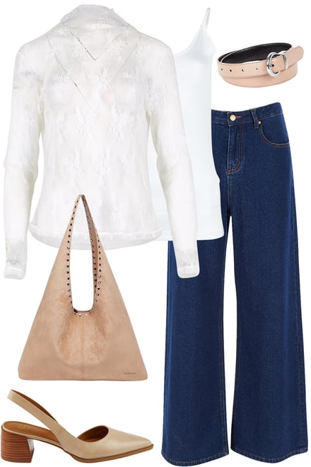 White Lace Top With Dark Denim