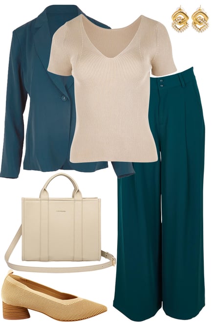 Dark Teal Suit Set & Biscotti Knit
