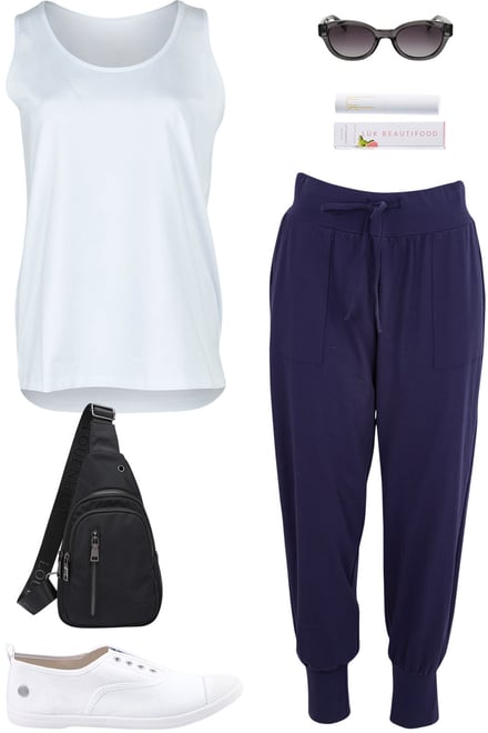 White Tank With Navy Jogger