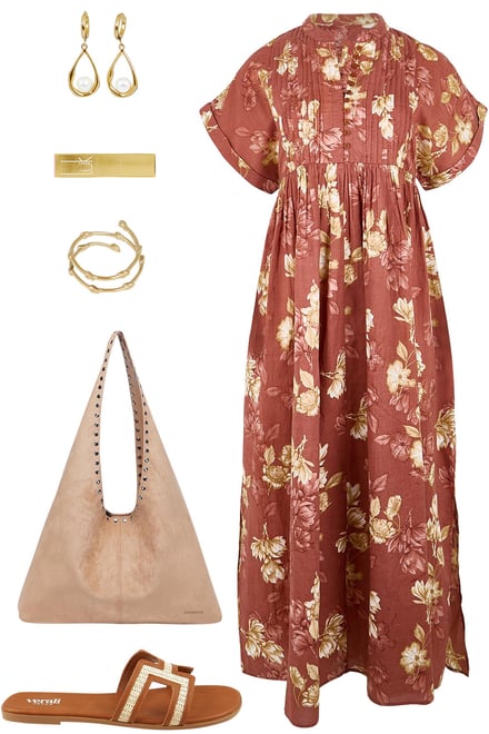 Rustrose Maxi Dress With Neutrals