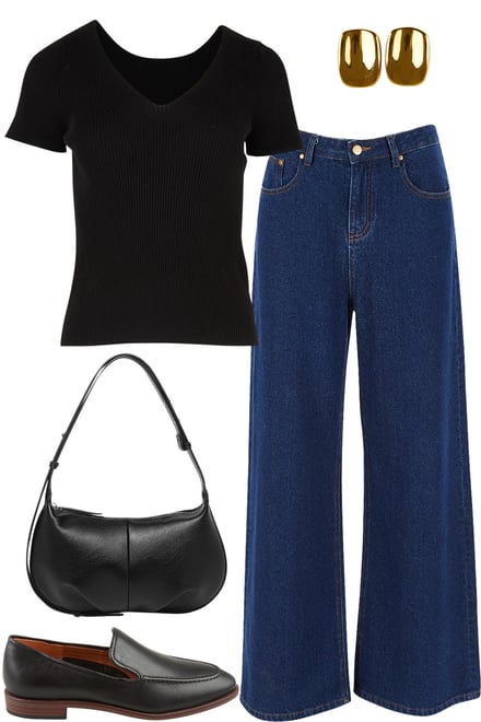 Reversble Rib Top With Dark Denim