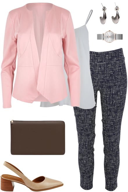 Dusty Rose Jacket & Matrix Print Pants