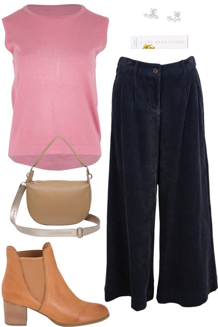 Pink Knit Tank With Navy Cords