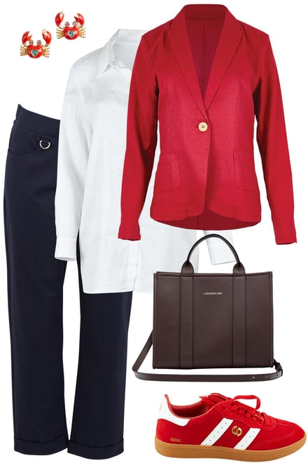 Red Blazer With Honorblue Pants