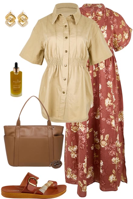 Rustrose Maxi With Sand Shirt Jacket
