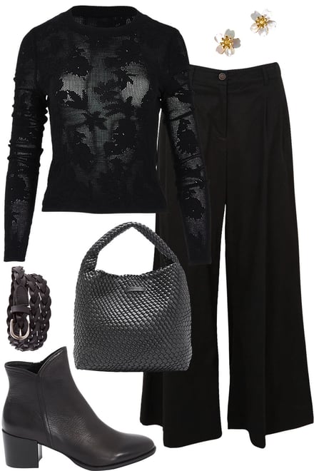 Black Lace Top With Black Pants