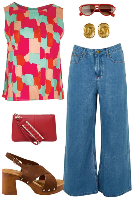 Paintbrush Top With Light Denim Jeans