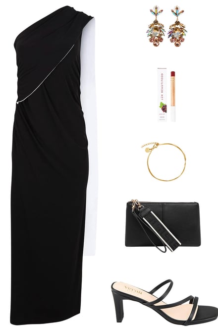Camille Dress With Black & Gold