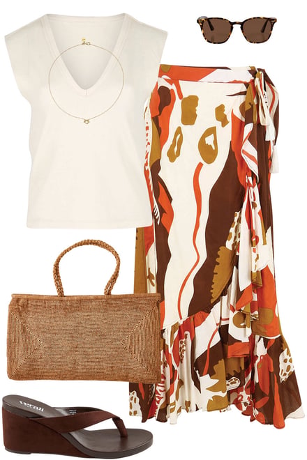 Cream Top With Maxi Wrap Skirt