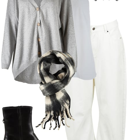 Cashmere Cardi & Barrel Jeans