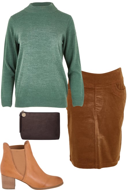 Moss Skivvy & Malt Cord Skirt