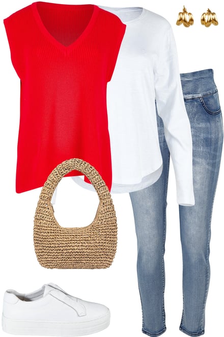 Alaska Knit With White Tee & Jeans