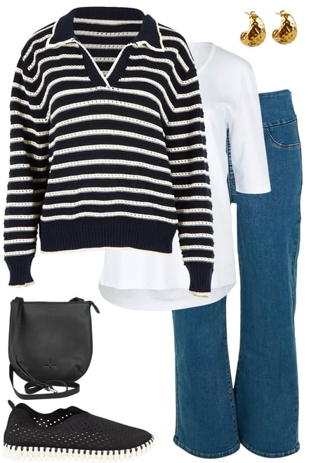 Aberdeen Navy White Knit With Jeans