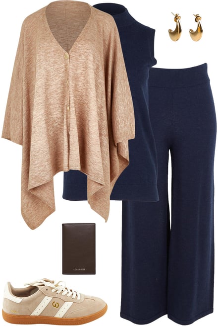 Poncho With Turtle Neck & Pant