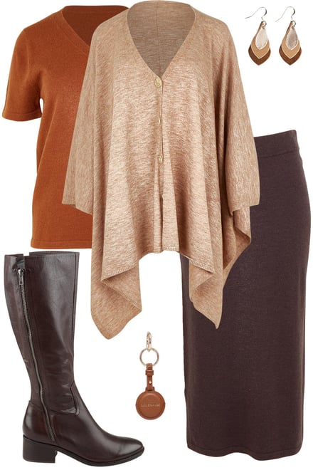 Poncho & Tee With Maxi Skirt