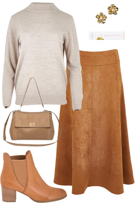 Nougat Knit Skivvy & Tan Suede