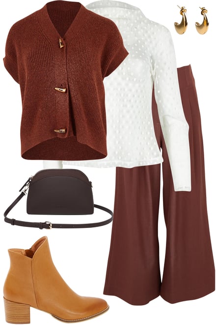The Copper Sleeveless Cardi With Wide Leg Pants