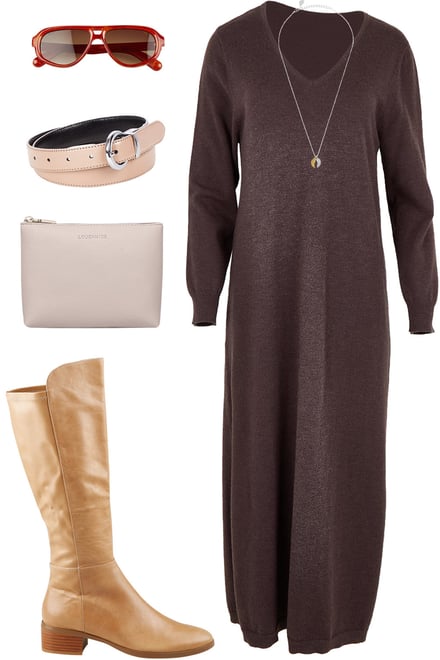 Cocoa Travel Dress With Cappucino & Blush